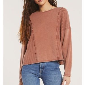Z Supply Harper Thermal Skimmer Top Whiskey XS